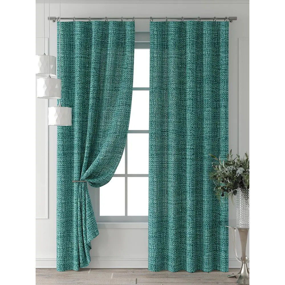 Фото 7 Комплект штор Comfy way Форнерс - 683 - 260 см CW709683260-260 на шторной ленте 260x150 см цвет голубой