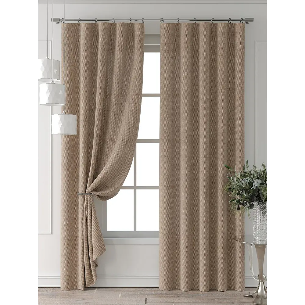 Фото 7 Комплект штор Comfy way Форнерс - 711 - 260 см CW709711260-260 на шторной ленте 260x150 см цвет коричневый