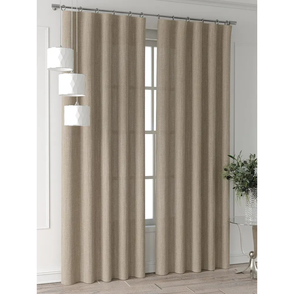 Фото 4 Комплект штор Comfy way Форнерс - 716 - 260 см CW709716260-260 на шторной ленте 260x150 см цвет бежевый