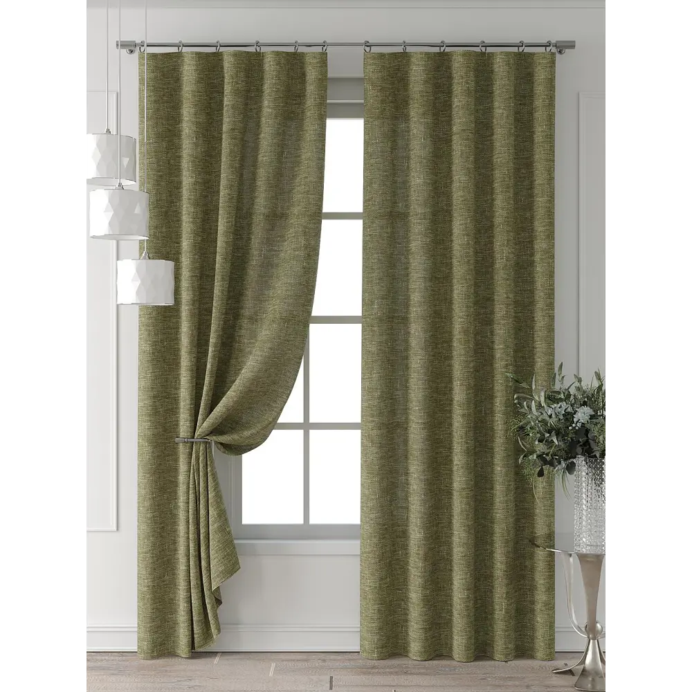 Фото 7 Комплект штор Comfy way Форнерс - 718 - 260 см CW709718260-260 на шторной ленте 260x150 см цвет зеленый