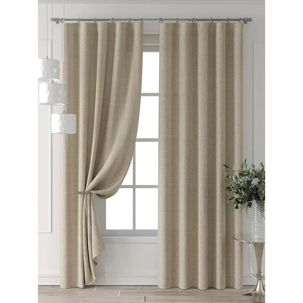 Фото 7 Комплект штор Comfy way Форнерс - 661 - 240 см CW709661240-240 на шторной ленте 240x150 см цвет бежевый