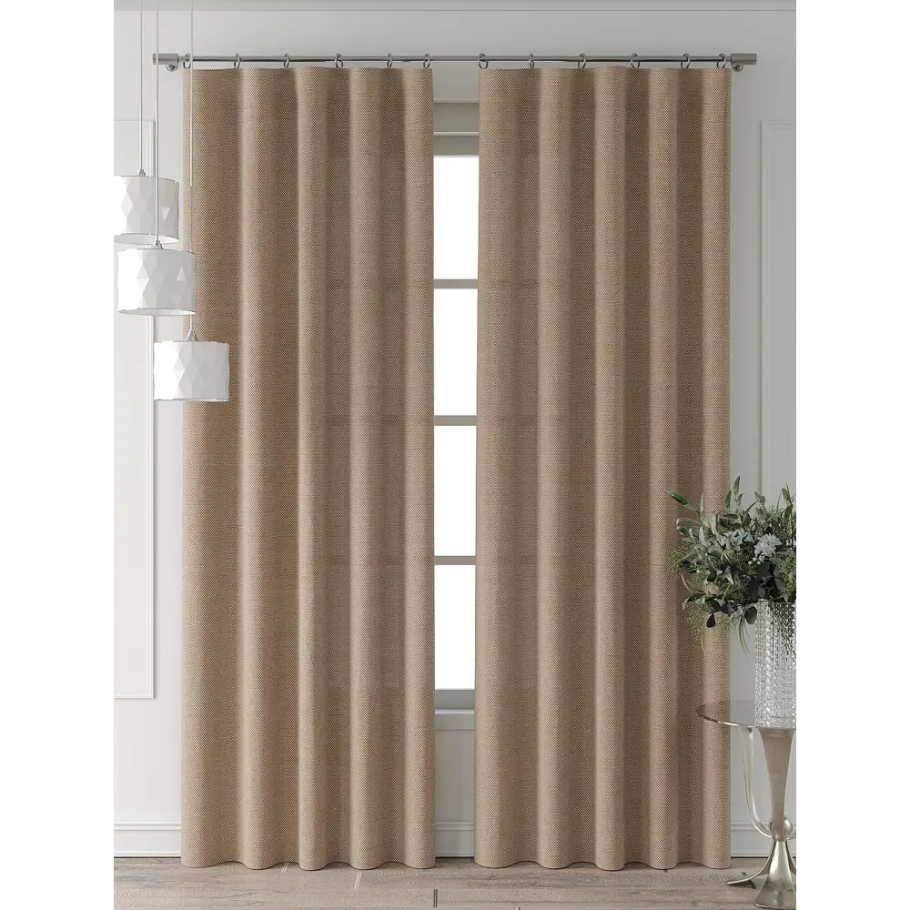 Фото 2 Комплект штор Comfy way Форнерс - 711 - 240 см CW709711240-240 на шторной ленте 240x150 см цвет бежевый Фото 2 Комплект штор Comfy way Форнерс - 711 - 240 см CW709711240-240 на шторной ленте 240x150 см цвет бежевый