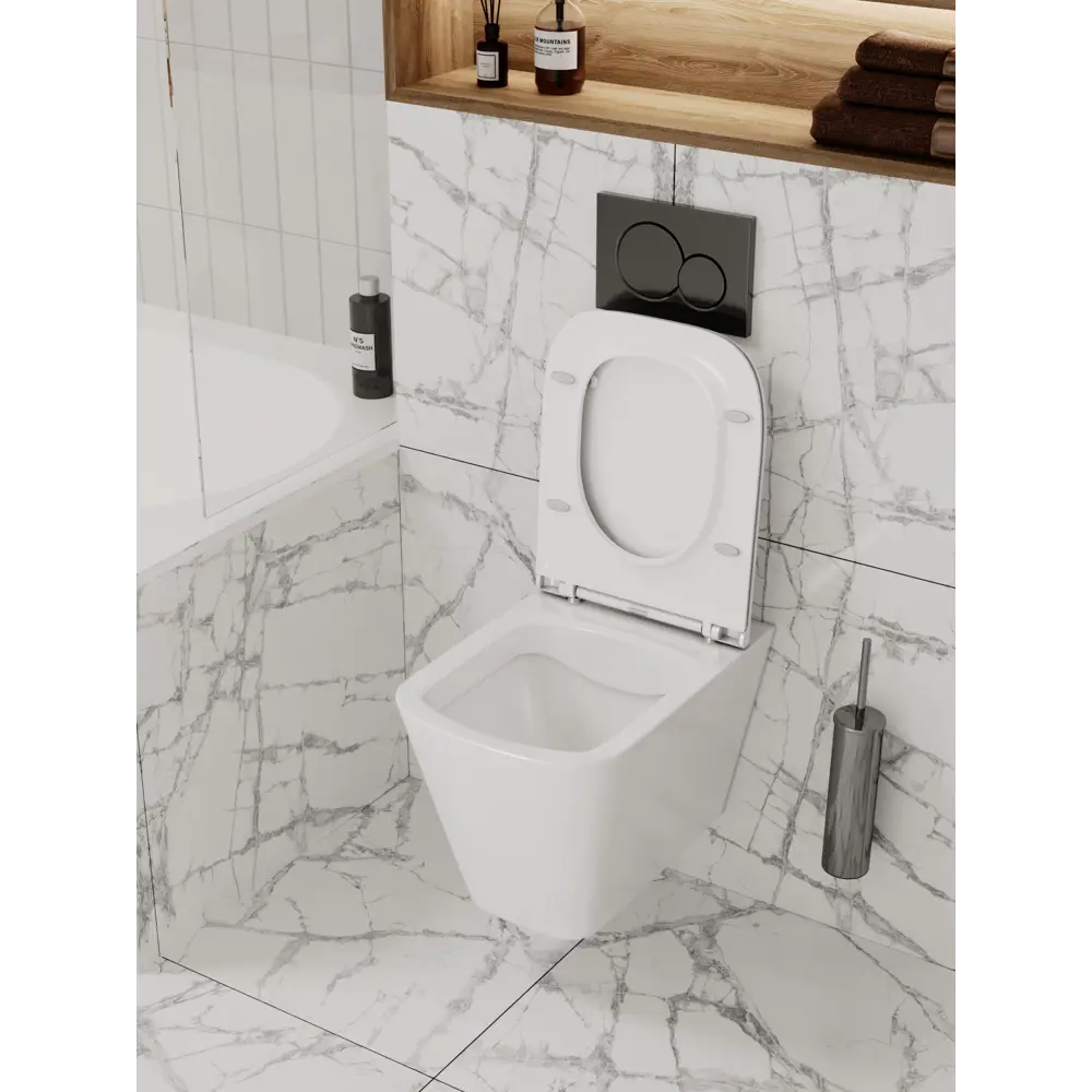 Фото 15 Комплект инсталляция и унитаз 3 в 1 инсталляция Geberit Duofix унитаз подвесной Binario и кнопка черная