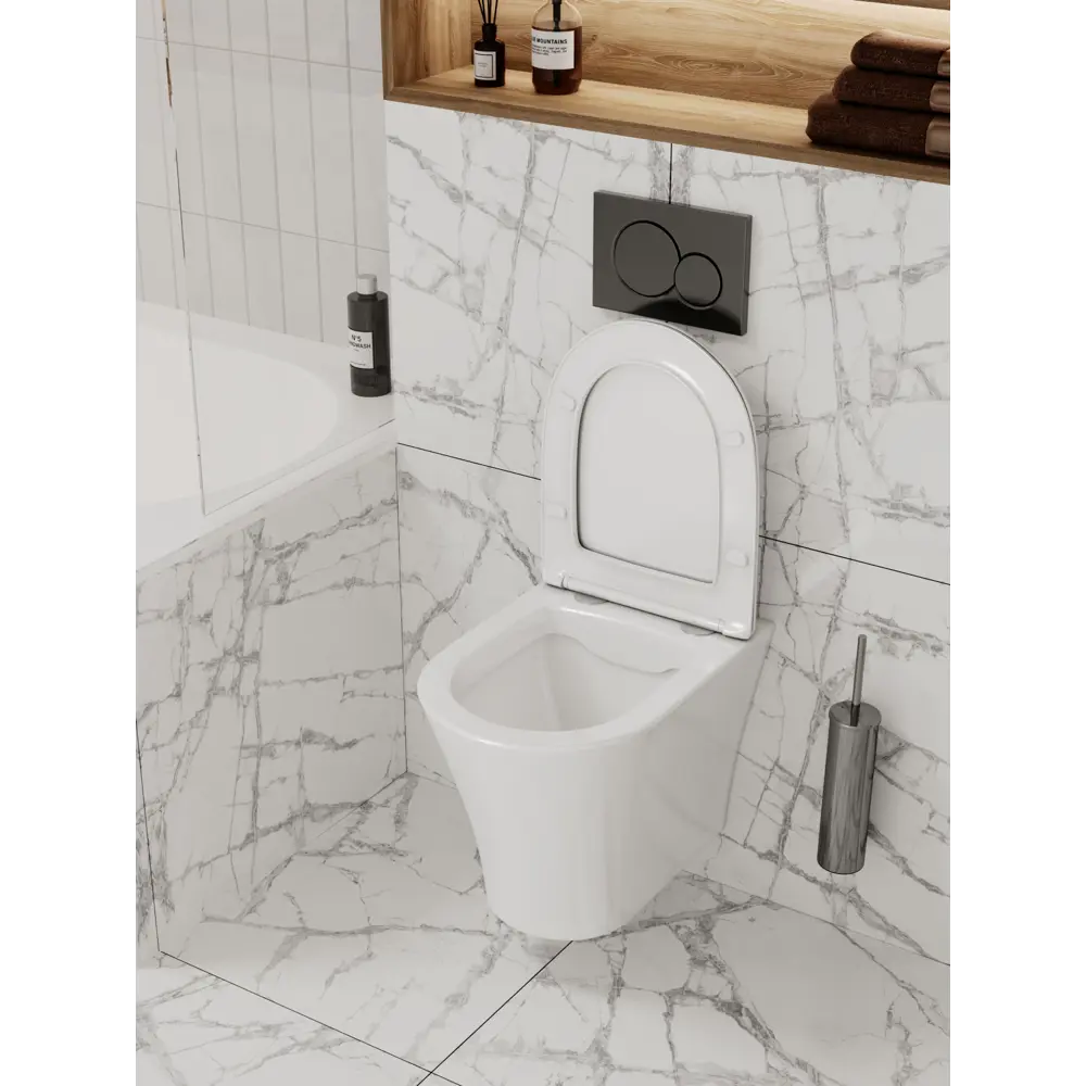 Фото 14 Комплект инсталляция и унитаз 3 в 1 инсталляция Geberit Duofix UP100 унитаз Enio Neo EN5370588 и кнопка хром матовый