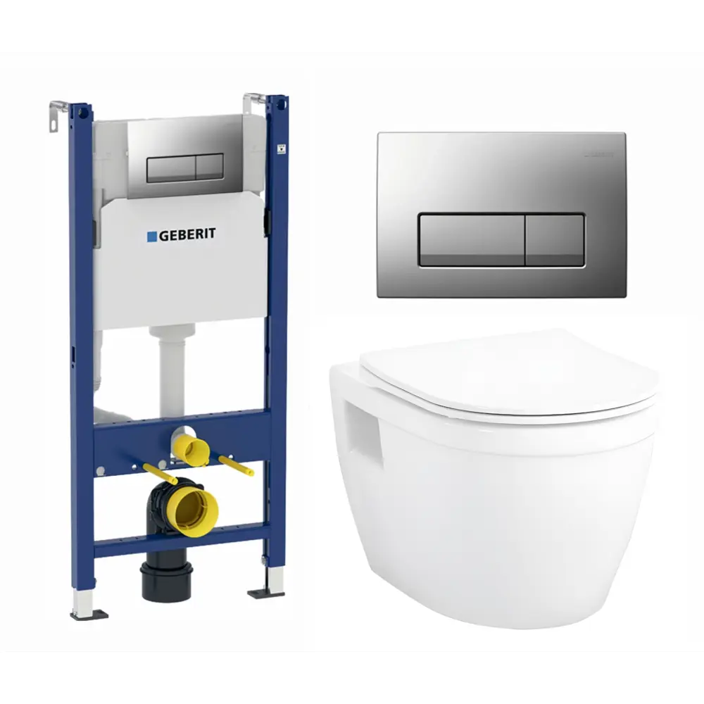 Фото Комплект инсталляция и унитаз 3 в 1 инсталляция Geberit Duofix UP100 унитаз Enio Bolo EN8350034 и кнопка хром матовый Фото Комплект инсталляция и унитаз 3 в 1 инсталляция Geberit Duofix UP100 унитаз Enio Bolo EN8350034 и кнопка хром матовый