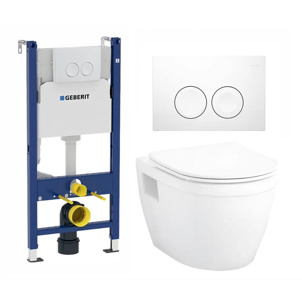 Фото Комплект инсталляция и унитаз 3 в 1 инсталляция Geberit Duofix унитаз Enio Bolo EN8350034 и кнопка белая Фото Комплект инсталляция и унитаз 3 в 1 инсталляция Geberit Duofix унитаз Enio Bolo EN8350034 и кнопка белая