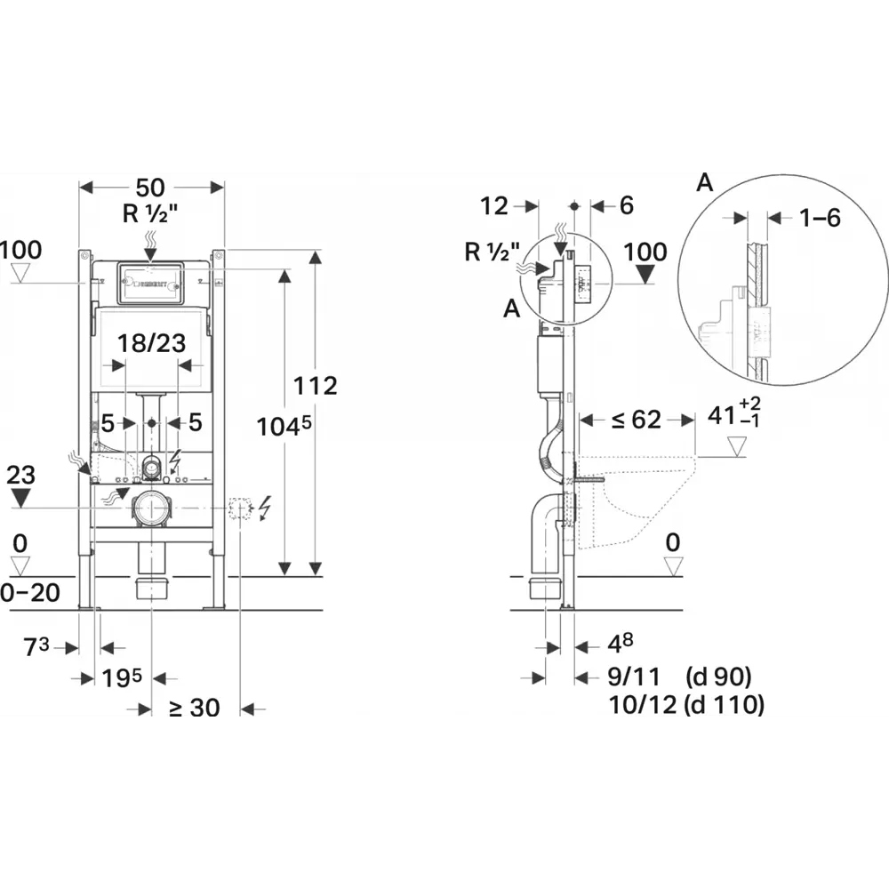 Фото 5 Комплект инсталляция и унитаз 3 в 1 инсталляция Geberit Duofix унитаз Enio Unico BL EN4105055 и кнопка хром