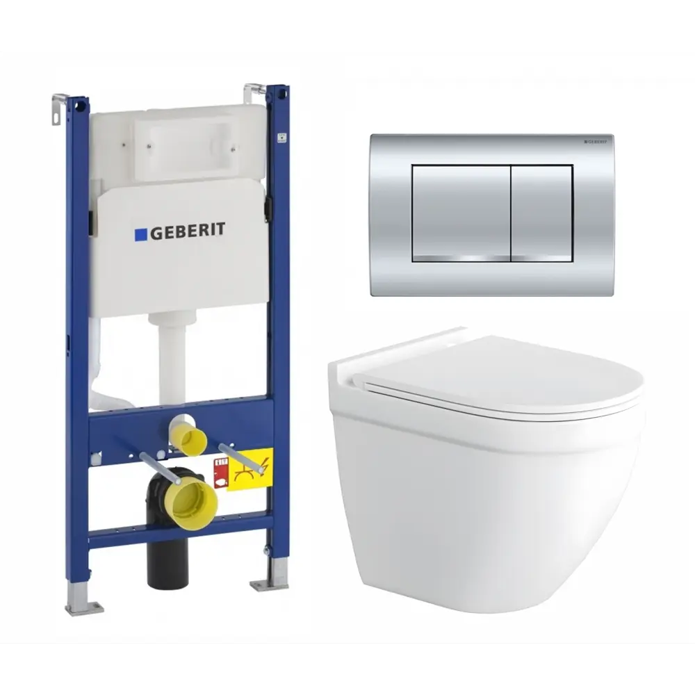 Фото Комплект инсталляция и унитаз 3 в 1 инсталляция Geberit Duofix Delta30 унитаз подвесной Enio Pulito EN1170052 и кнопка хром Фото Комплект инсталляция и унитаз 3 в 1 инсталляция Geberit Duofix Delta30 унитаз подвесной Enio Pulito EN1170052 и кнопка хром
