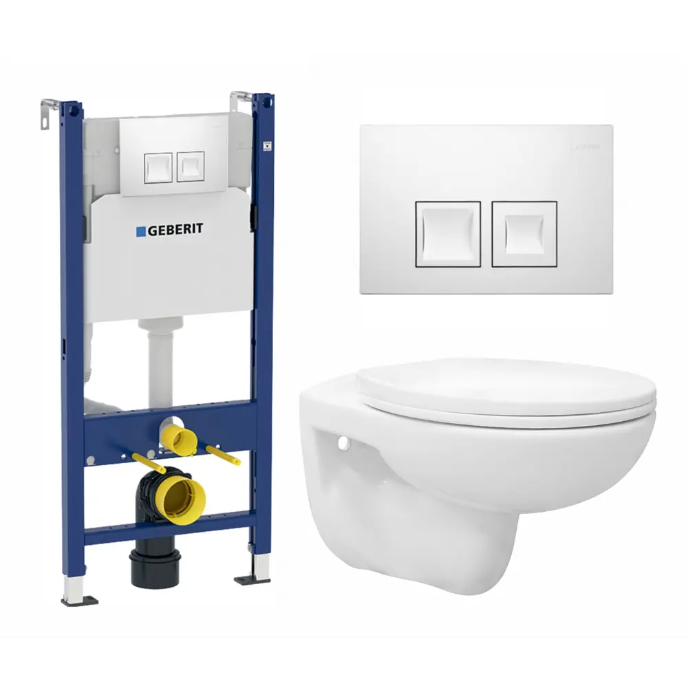 Фото Комплект инсталляция и унитаз 3 в 1 инсталляция Geberit Duofix унитаз Enio Ekos 0170571 и кнопка белая Фото Комплект инсталляция и унитаз 3 в 1 инсталляция Geberit Duofix унитаз Enio Ekos 0170571 и кнопка белая