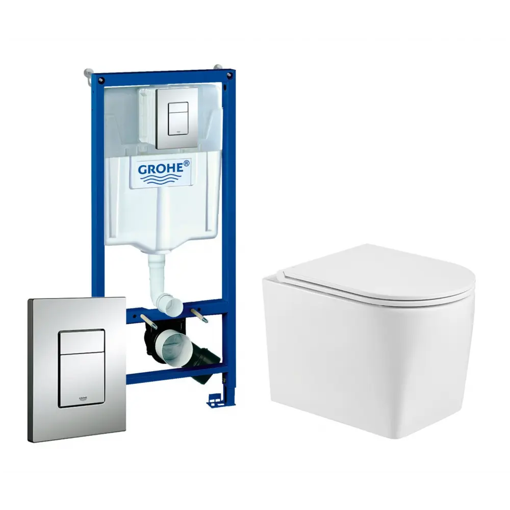 Фото Комплект инсталляция и унитаз 3 в 1 инсталляция Grohe Rapid SL 38772001 унитаз WeltWasser Nesenbach 004GL-WT и кнопка хром Фото Комплект инсталляция и унитаз 3 в 1 инсталляция Grohe Rapid SL 38772001 унитаз WeltWasser Nesenbach 004GL-WT и кнопка хром