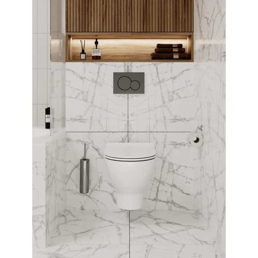 Фото 12 Комплект инсталляция и унитаз 3 в 1 инсталляция Grohe Rapid SL унитаз Enio Nativo EN1270551 и кнопка черная матовая