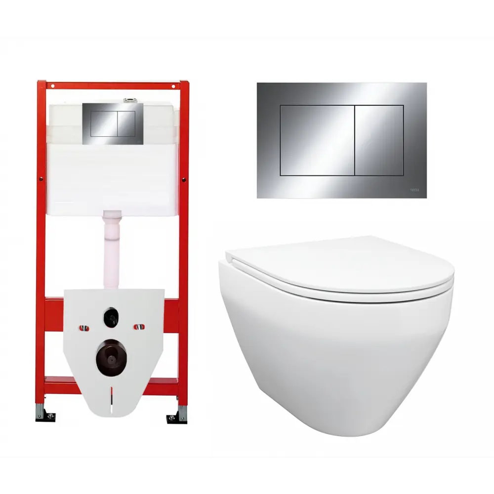 Фото Комплект инсталляция и унитаз 3 в 1 инсталляция Tece Now 9400412 унитаз Enio Cono EN2870522 и кнопка хром Фото Комплект инсталляция и унитаз 3 в 1 инсталляция Tece Now 9400412 унитаз Enio Cono EN2870522 и кнопка хром