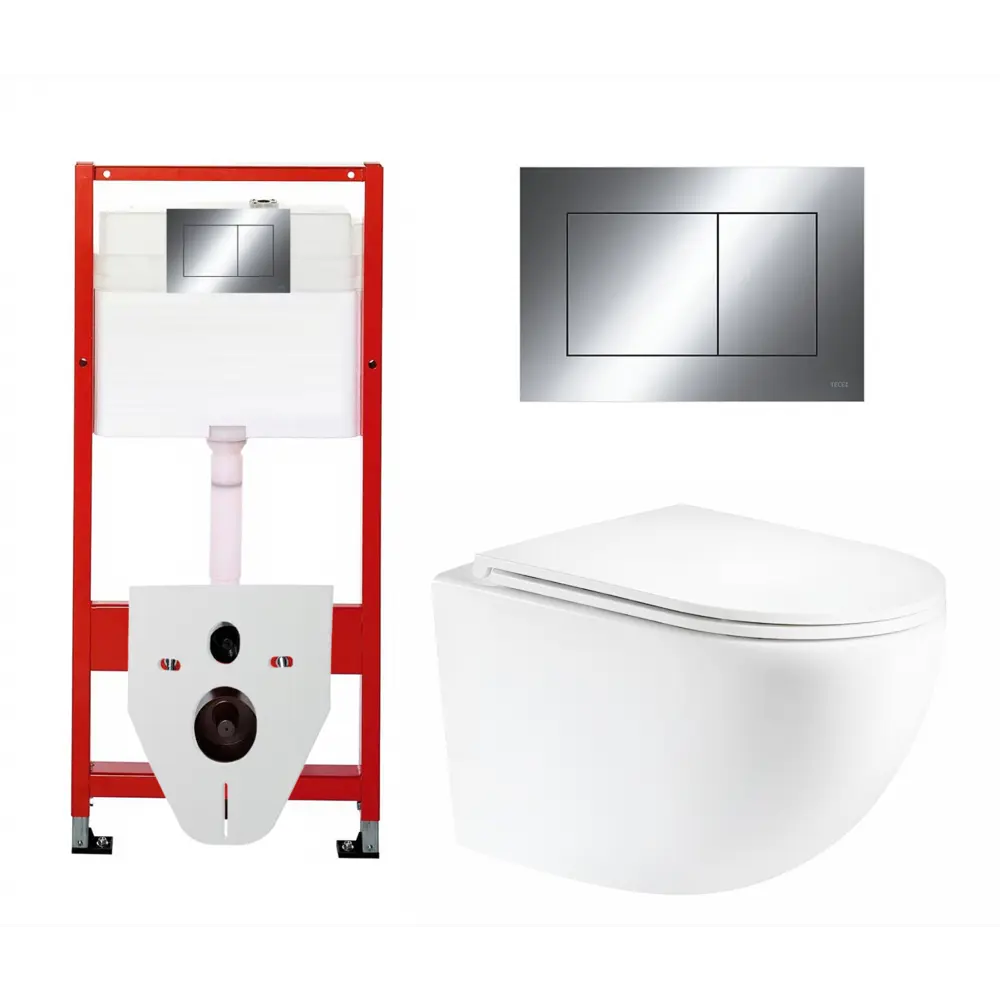 Фото Комплект инсталляция и унитаз 3 в 1 инсталляция Tece Now 9400412 унитаз Enio Unico Tornado EN2105073 и кнопка хром Фото Комплект инсталляция и унитаз 3 в 1 инсталляция Tece Now 9400412 унитаз Enio Unico Tornado EN2105073 и кнопка хром
