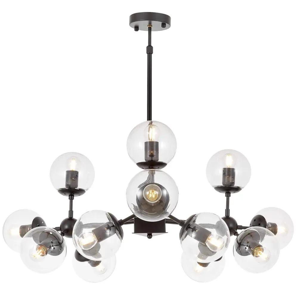 Фото Люстра на штанге Lumina deco Zodiak Ldp 160-12 bk+pr 12 ламп 19 м² цвет прозрачный/черный Фото Люстра на штанге Lumina deco Zodiak Ldp 160-12 bk+pr 12 ламп 19 м² цвет прозрачный/черный