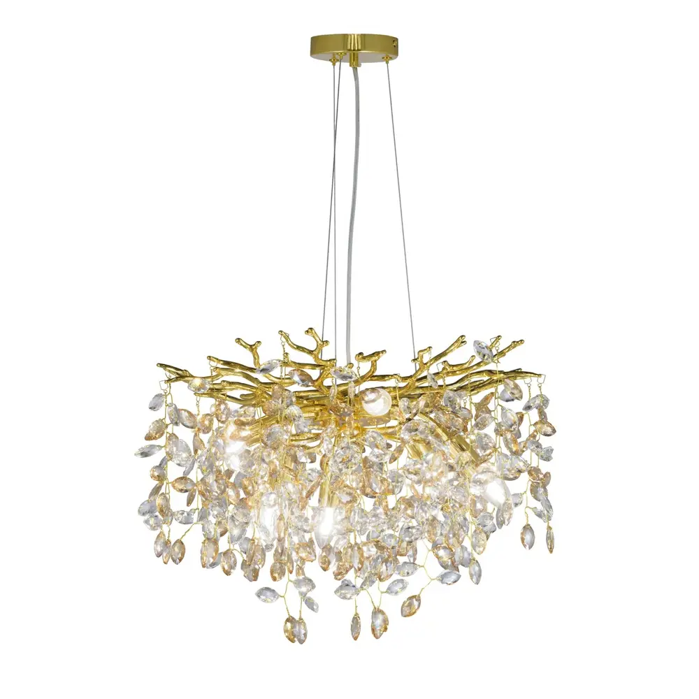 Фото 2 Люстра подвесная Lumina deco Brevia Ldp 8027-500 gd 6 ламп 10 м² цвет прозрачный/золотой