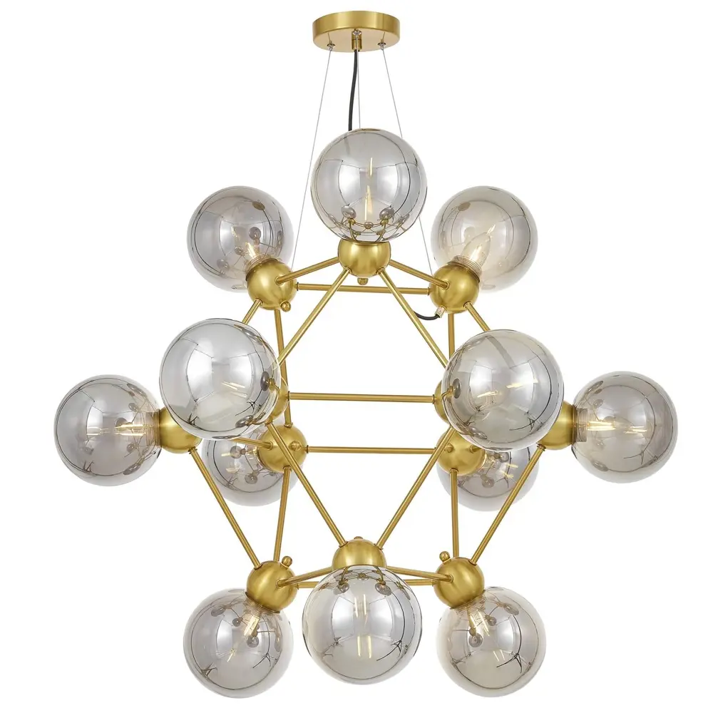 Фото Люстра подвесная Lumina deco Zodiak Ldp 160n-12 md+gy 12 ламп 29 м² цвет бронза/дымчатый Фото Люстра подвесная Lumina deco Zodiak Ldp 160n-12 md+gy 12 ламп 29 м² цвет бронза/дымчатый