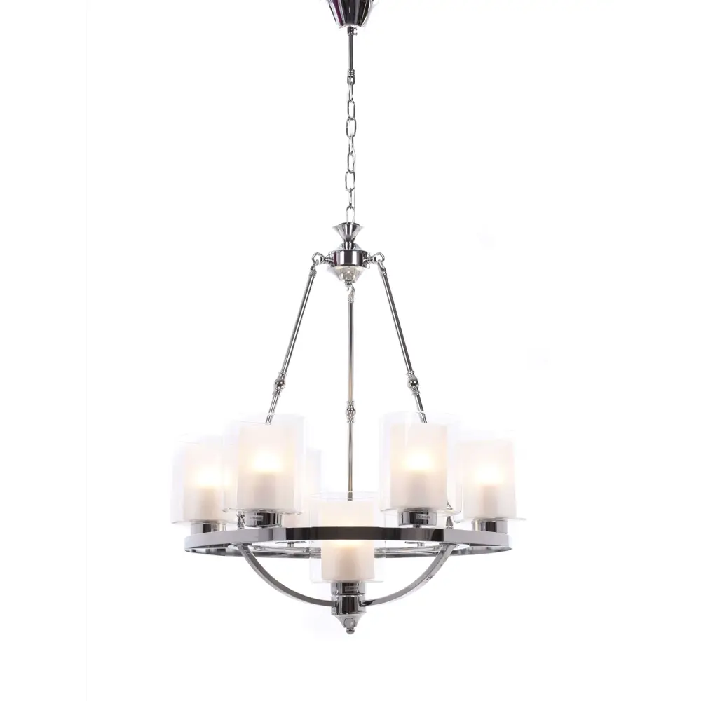 Фото 2 Люстра подвесная LUMINA DECO Santini LDP 1220-7 CHR+WT 7 ламп 21 м² цвет хром Фото 2 Люстра подвесная LUMINA DECO Santini LDP 1220-7 CHR+WT 7 ламп 21 м² цвет хром