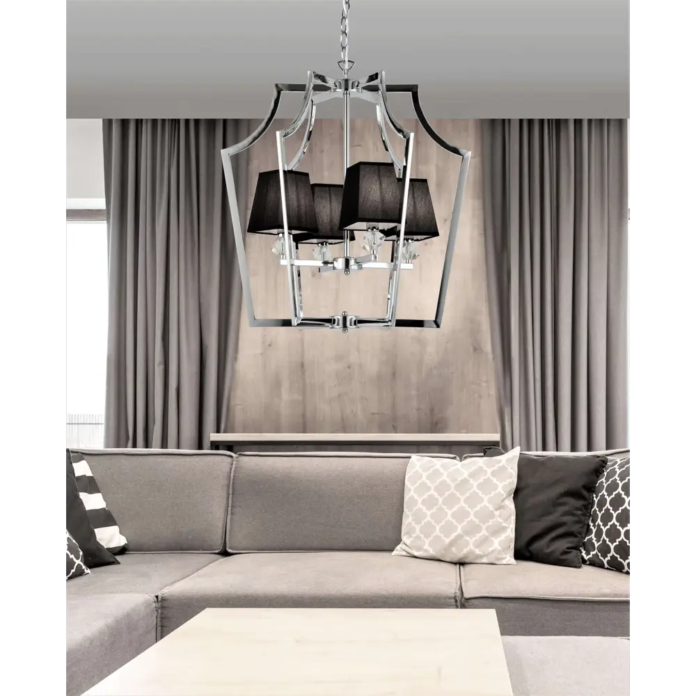 Фото 7 Люстра подвесная хрустальная Lumina Deco Montero LDP 1249-4 CHR+BK 4 лампы 12 м² цвет черный