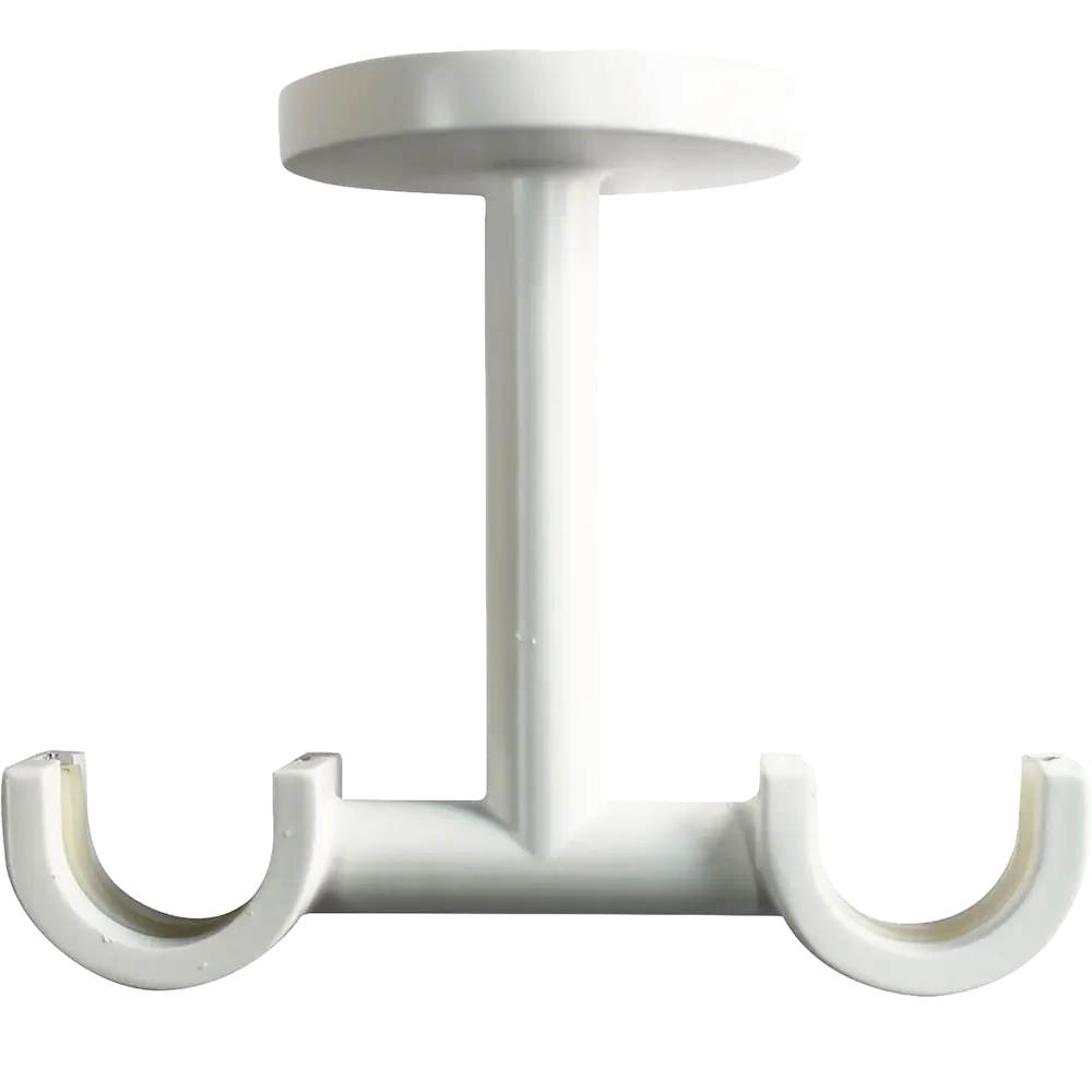 Фото Держатель для двухрядной штанги потолочный металл цвет белый 10 см