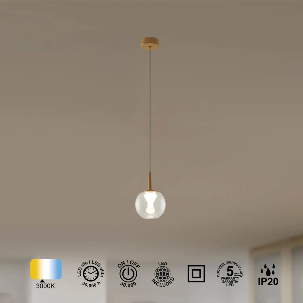 Фото 8 Светильник подвесной светодиодный Mantra Andromeda 9078 2 м² теплый белый свет цвет прозрачный/золотой Фото 8 Светильник подвесной светодиодный Mantra Andromeda 9078 2 м² теплый белый свет цвет прозрачный/золотой