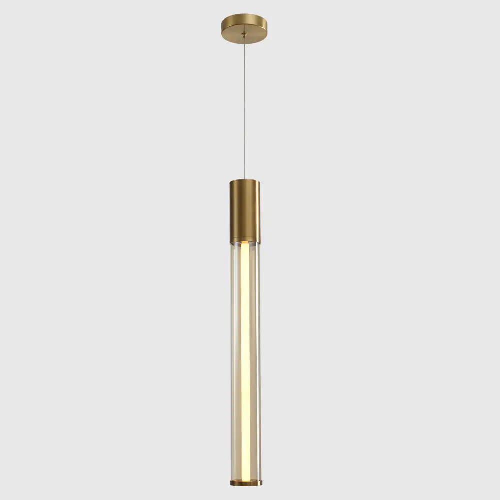 Фото Светильник подвесной светодиодный Crystal lux Lineup sp11w brass 5 м² теплый белый свет цвет янтарный/латунь