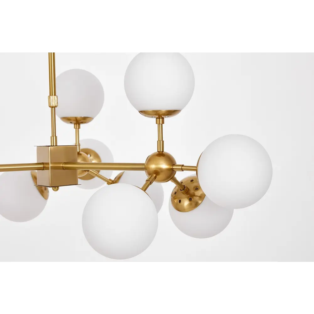 Фото 2 Люстра на штанге Lumina deco Zodiak Lmd_ldp_160-12_md_wt 12 ламп 19 м² цвет белый/латунь