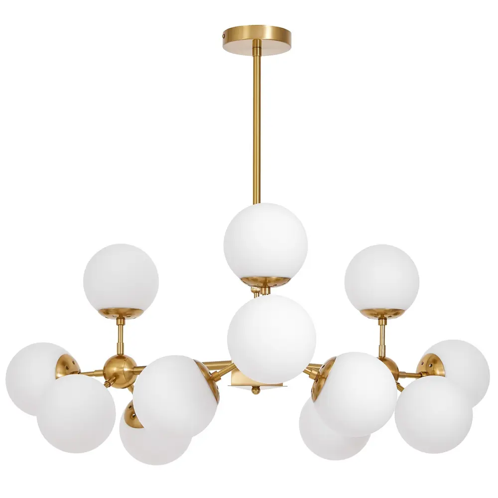 Фото Люстра на штанге Lumina deco Zodiak Lmd_ldp_160-12_md_wt 12 ламп 19 м² цвет белый/латунь