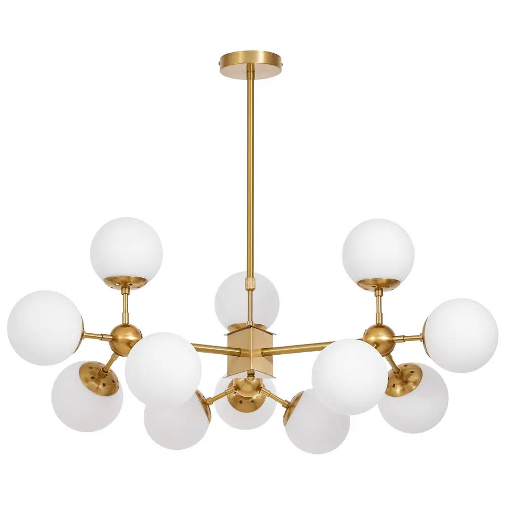 Фото 3 Люстра на штанге Lumina deco Zodiak Lmd_ldp_160-12_md_wt 12 ламп 19 м² цвет белый/латунь