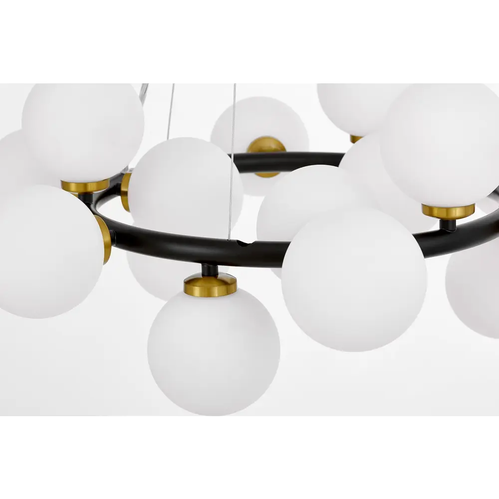 Фото 4 Люстра подвесная Lumina deco Marsiada Lmd_ldp_6033-15_bk_md 15 ламп 20 м² цвет белый/черный