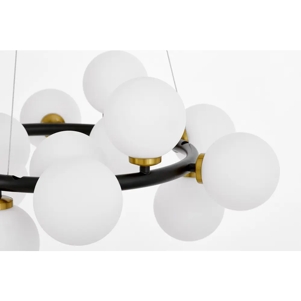 Фото 7 Люстра подвесная Lumina deco Marsiada Lmd_ldp_6033-15_bk_md 15 ламп 20 м² цвет белый/черный