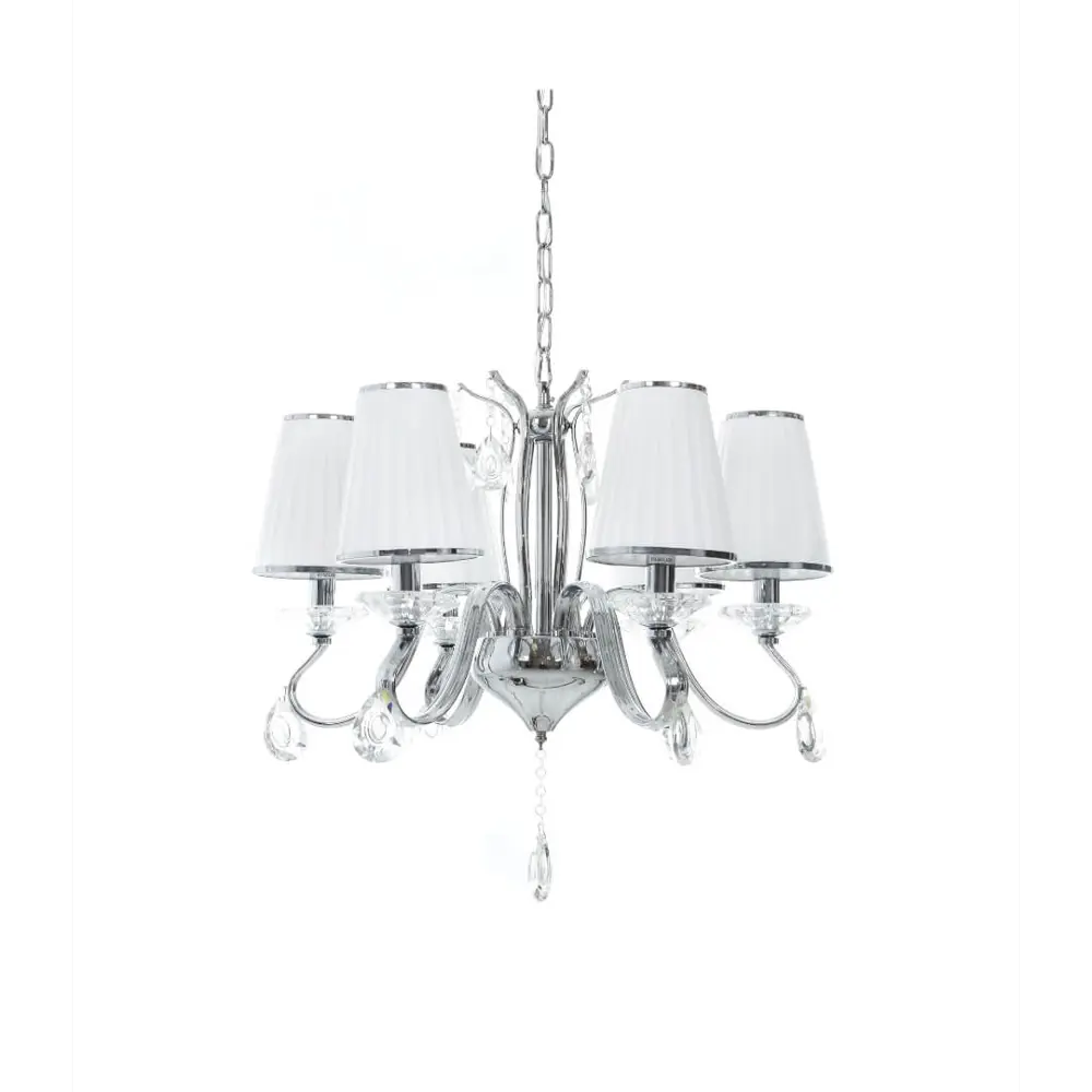 Фото Люстра подвесная Lumina deco Finezzia Lmd_ldp_9267-6_chr 8 ламп 10 м² цвет хром/белый Фото Люстра подвесная Lumina deco Finezzia Lmd_ldp_9267-6_chr 8 ламп 10 м² цвет хром/белый