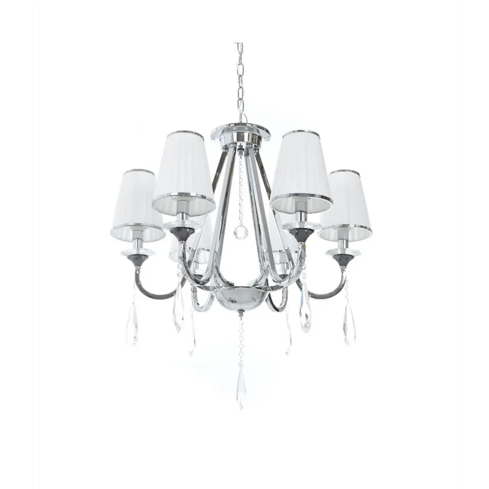 Фото 2 Люстра подвесная Lumina deco Milesia Lmd_ldp_8926-6_wt_chr 6 ламп 10 м² цвет хром/белый Фото 2 Люстра подвесная Lumina deco Milesia Lmd_ldp_8926-6_wt_chr 6 ламп 10 м² цвет хром/белый