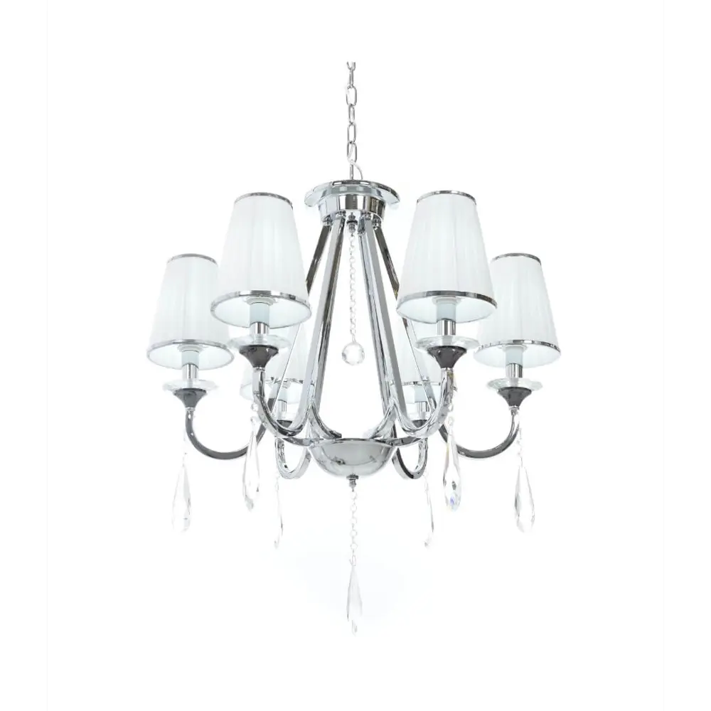 Фото Люстра подвесная Lumina deco Milesia Lmd_ldp_8926-6_wt_chr 6 ламп 10 м² цвет хром/белый Фото Люстра подвесная Lumina deco Milesia Lmd_ldp_8926-6_wt_chr 6 ламп 10 м² цвет хром/белый