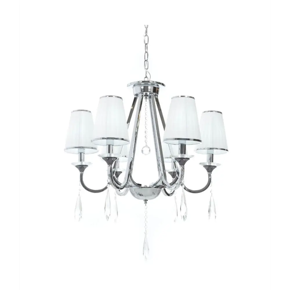 Фото 3 Люстра подвесная Lumina deco Milesia Lmd_ldp_8926-6_wt_chr 6 ламп 10 м² цвет хром/белый Фото 3 Люстра подвесная Lumina deco Milesia Lmd_ldp_8926-6_wt_chr 6 ламп 10 м² цвет хром/белый