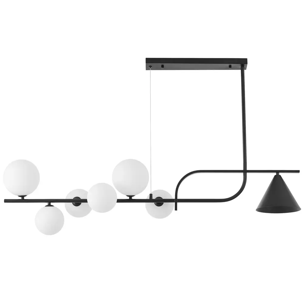 Фото 3 Светильник подвесной Lumina deco Amadeo Lmd_ldp_7036-7_bk_wt 7 ламп 11 м² цвет прозрачный/черный