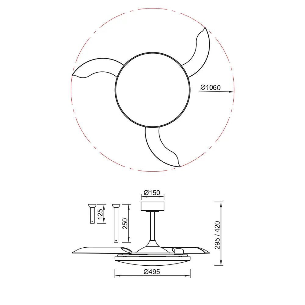 Фото 8 Люстра-вентилятор светодиодная Mantra Mn_9055 с пультом 18 м² освещение от 13 до 20 м² вентиляция регулируемый белый свет цвет черный