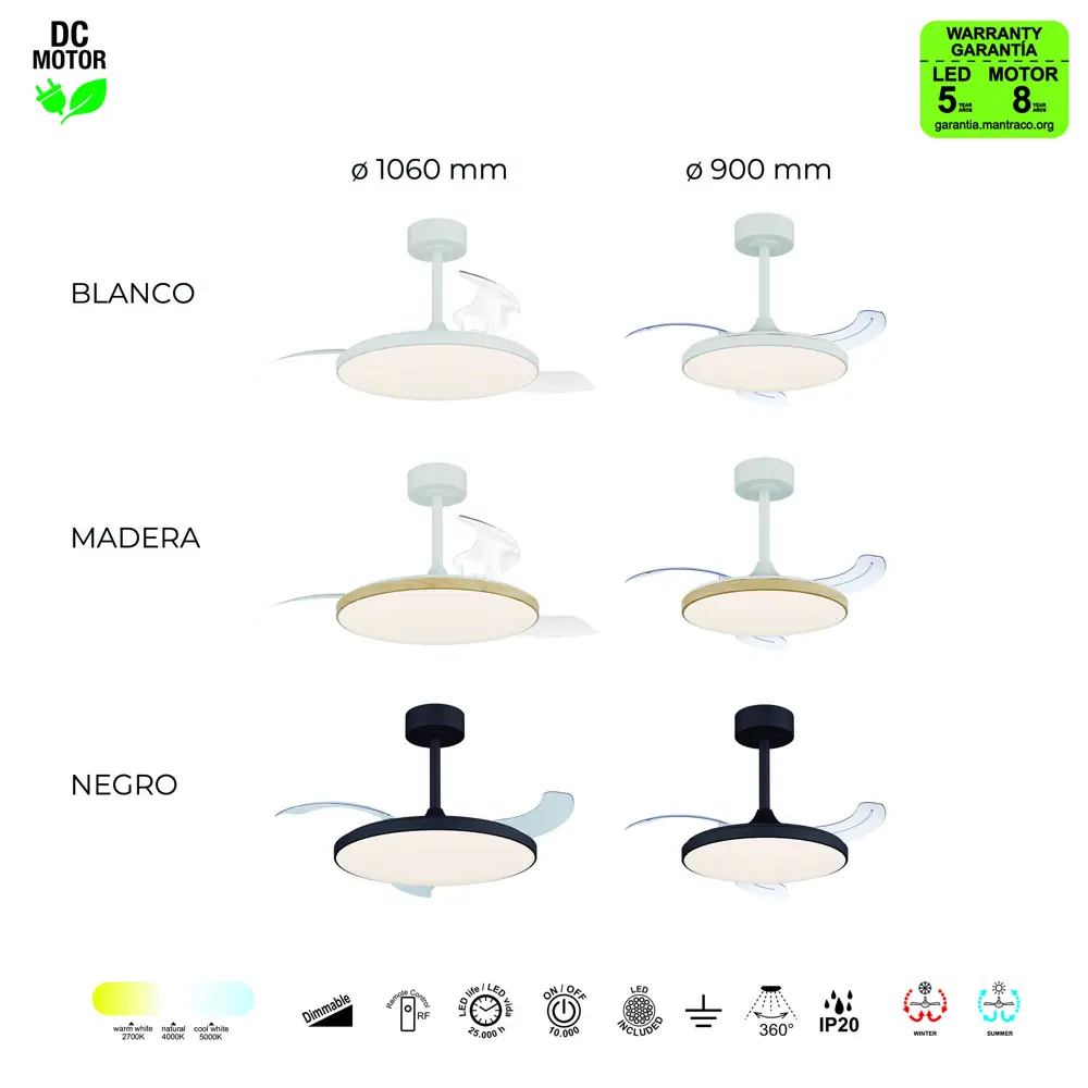 Фото 9 Люстра-вентилятор светодиодная Mantra Mn_9055 с пультом 18 м² освещение от 13 до 20 м² вентиляция регулируемый белый свет цвет черный