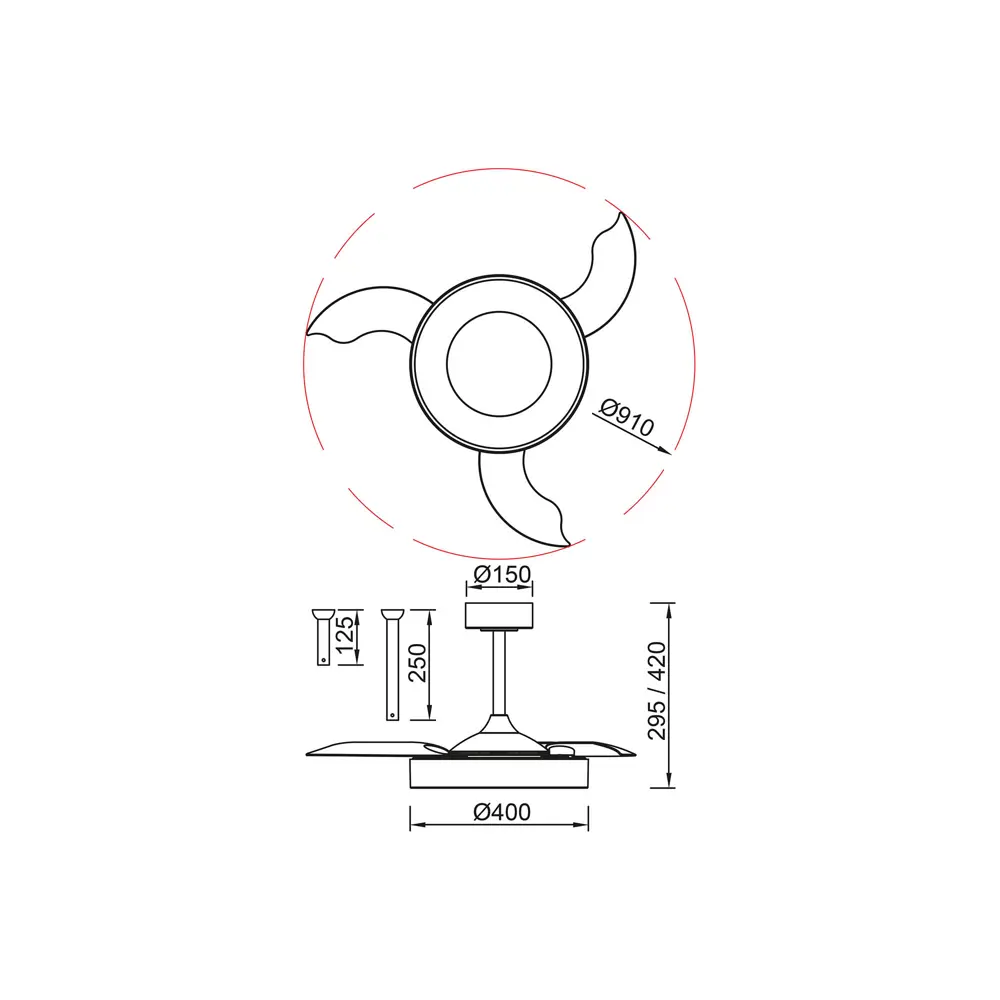 Фото 4 Люстра-вентилятор светодиодная Mantra Mn_9064 с пультом 16 м² освещение от 13 до 20 м² вентиляция регулируемый белый свет цвет черный Фото 4 Люстра-вентилятор светодиодная Mantra Mn_9064 с пультом 16 м² освещение от 13 до 20 м² вентиляция регулируемый белый свет цвет черный