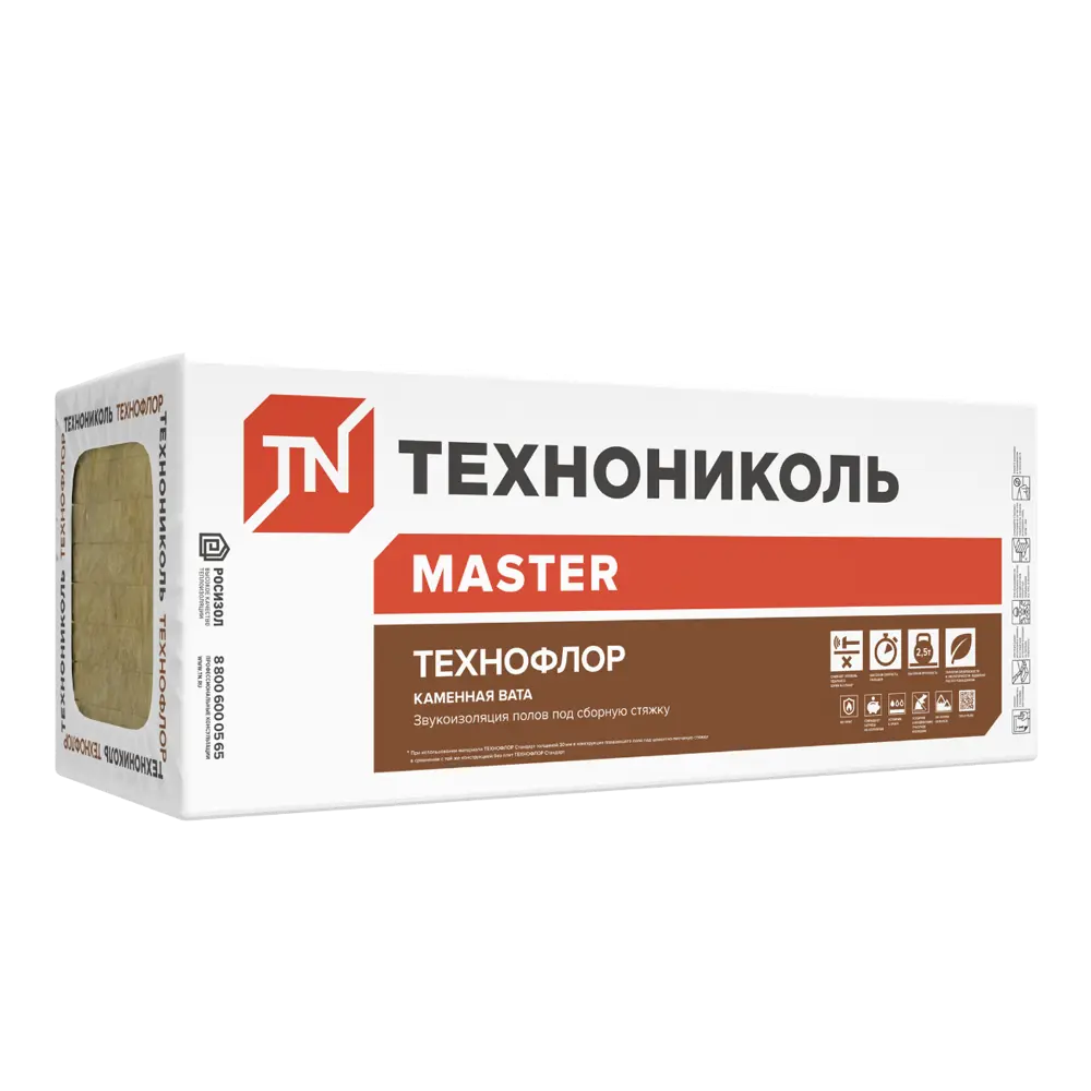 Фото 2 Минеральная вата Технониколь Технофлор стандарт 25мм 1.2x0.6м 8.64м² 12шт Фото 2 Минеральная вата Технониколь Технофлор стандарт 25мм 1.2x0.6м 8.64м² 12шт