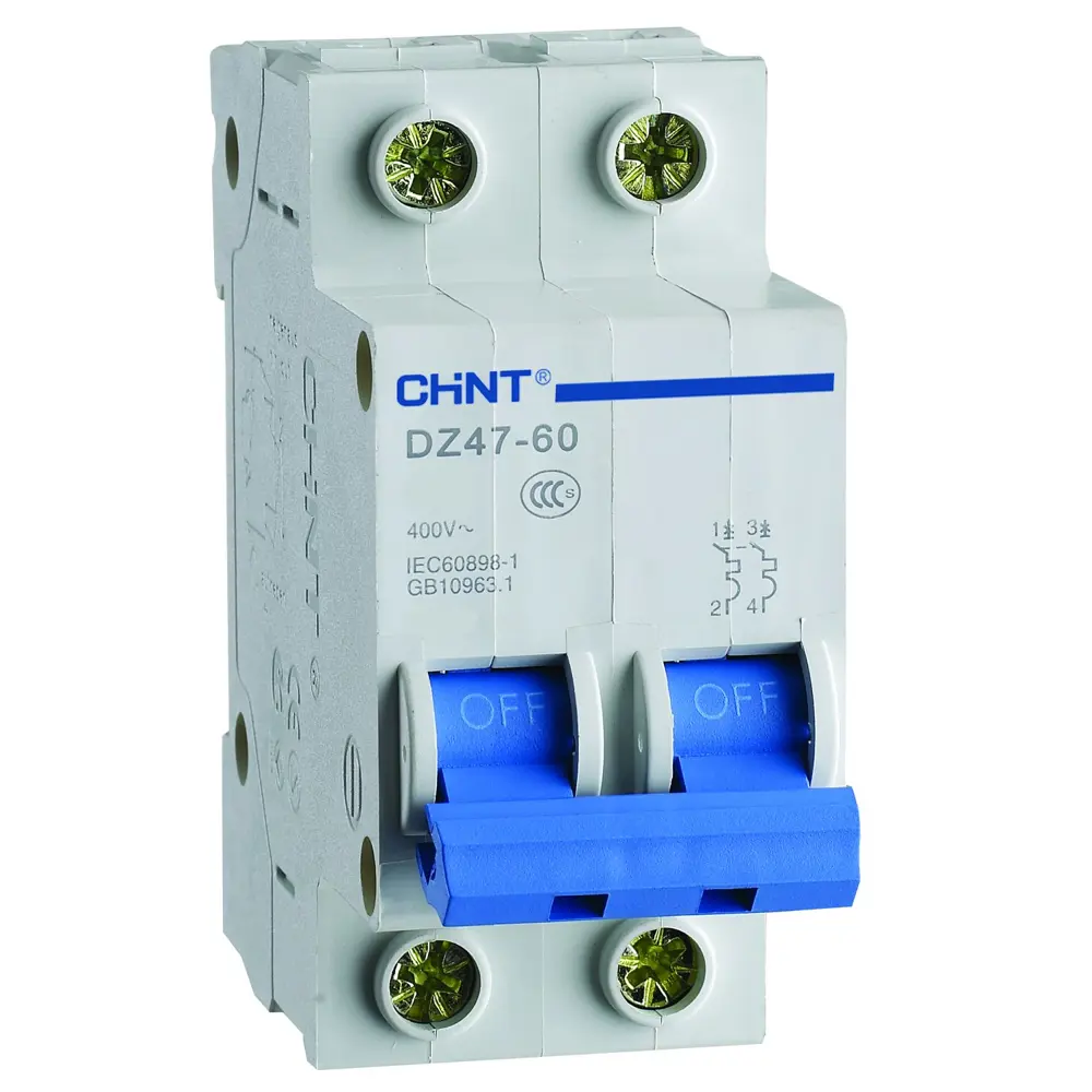 Фото Автоматический выключатель Chint DZ47 2P C50 А 4.5 кА 188048