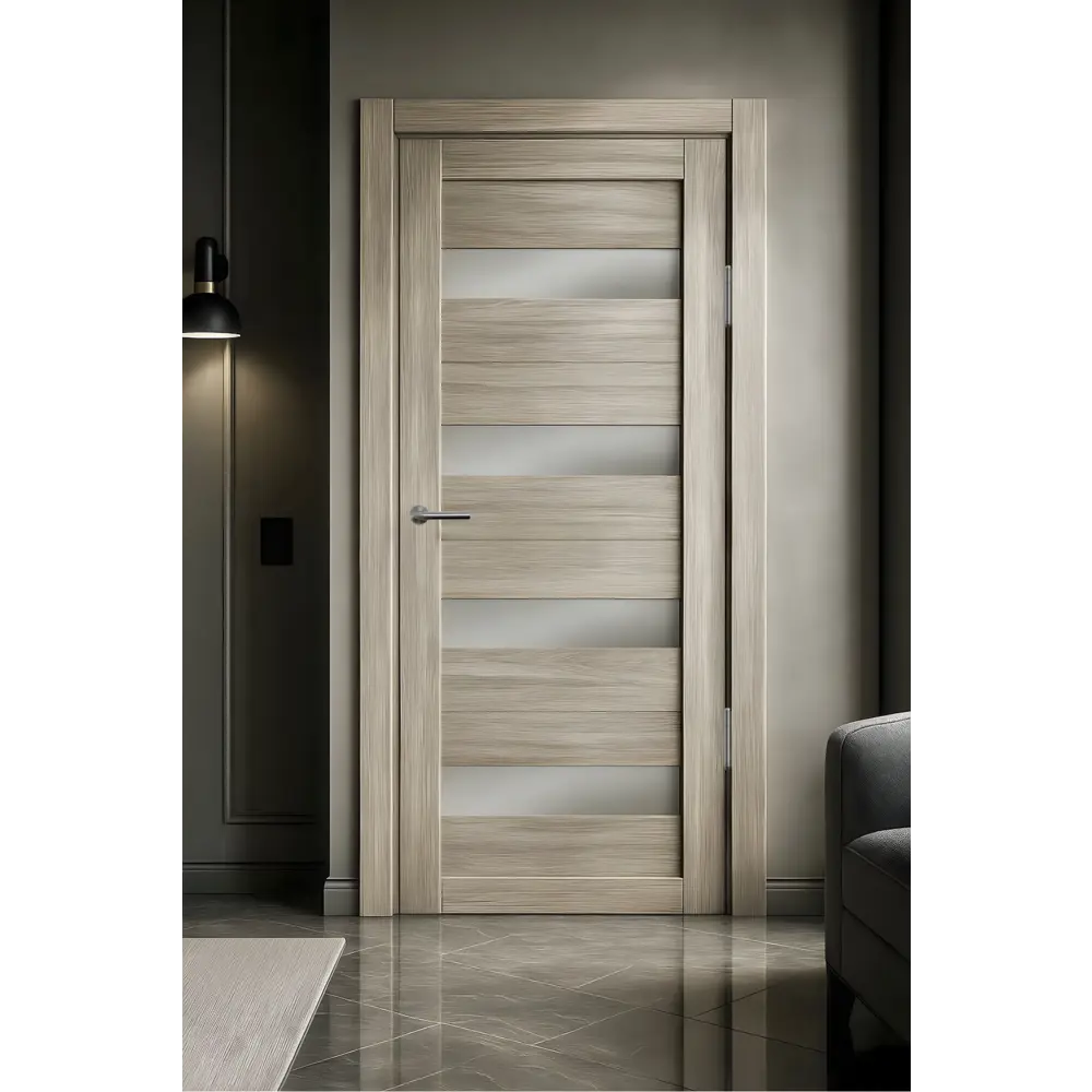 Фото 7 Дверь межкомнатная глухая Корса 90x200 см ПВХ цвет санремо светлый с замком и петлями