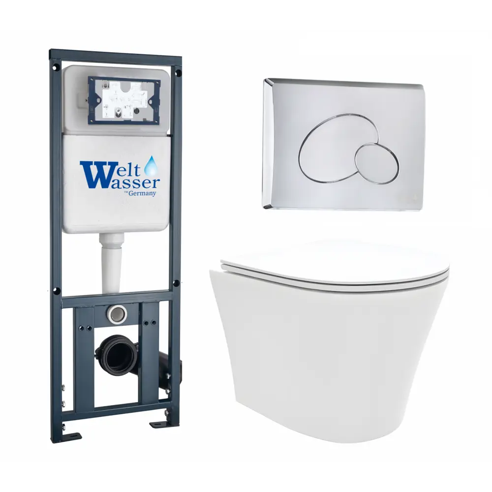 Фото Комплект инсталляция и унитаз 3 в 1 инсталляция WeltWasser Marberg 410 унитаз Enio Neo EN5370588 и кнопка хром Фото Комплект инсталляция и унитаз 3 в 1 инсталляция WeltWasser Marberg 410 унитаз Enio Neo EN5370588 и кнопка хром