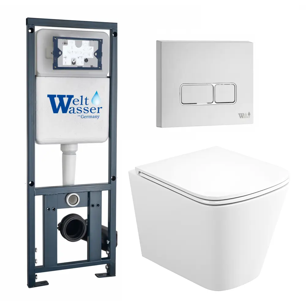 Фото Комплект инсталляция и унитаз 3 в 1 инсталляция WeltWasser Marberg унитаз Enio Binario и кнопка белая глянцевая SE Фото Комплект инсталляция и унитаз 3 в 1 инсталляция WeltWasser Marberg унитаз Enio Binario и кнопка белая глянцевая SE