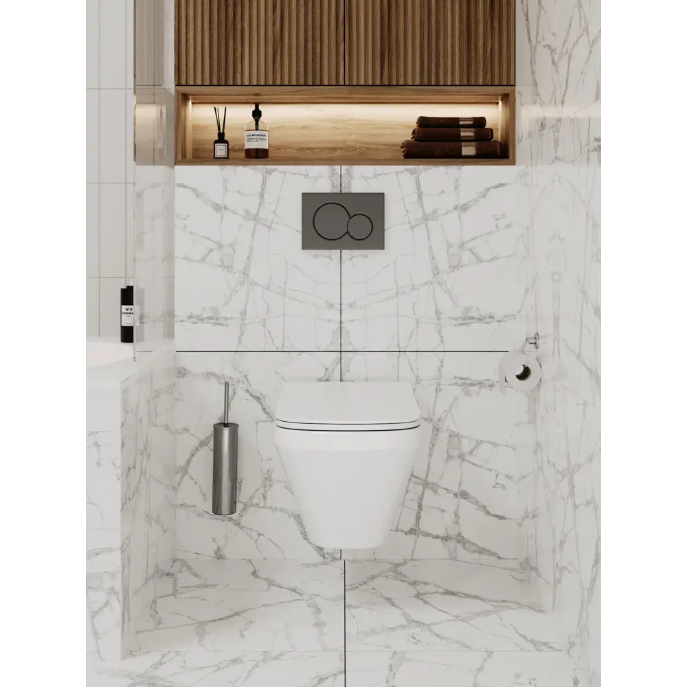 Фото 13 Комплект инсталляция и унитаз 3 в 1 инсталляция WeltWasser Amberg унитаз Enio Vicino EN9170544 и кнопка хром