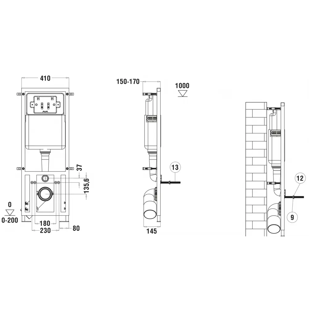 Фото 5 Комплект инсталляция и унитаз 3 в 1 инсталляция WeltWasser Marberg унитаз Jeckenbach и кнопка белая глянцевая SE