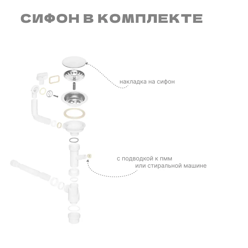 Фото 8 Мойка для кухни нержавеющая GLYPH 40х50 рифленая. Сифон с ситечком. Фото 8 Мойка для кухни нержавеющая GLYPH 40х50 рифленая. Сифон с ситечком.
