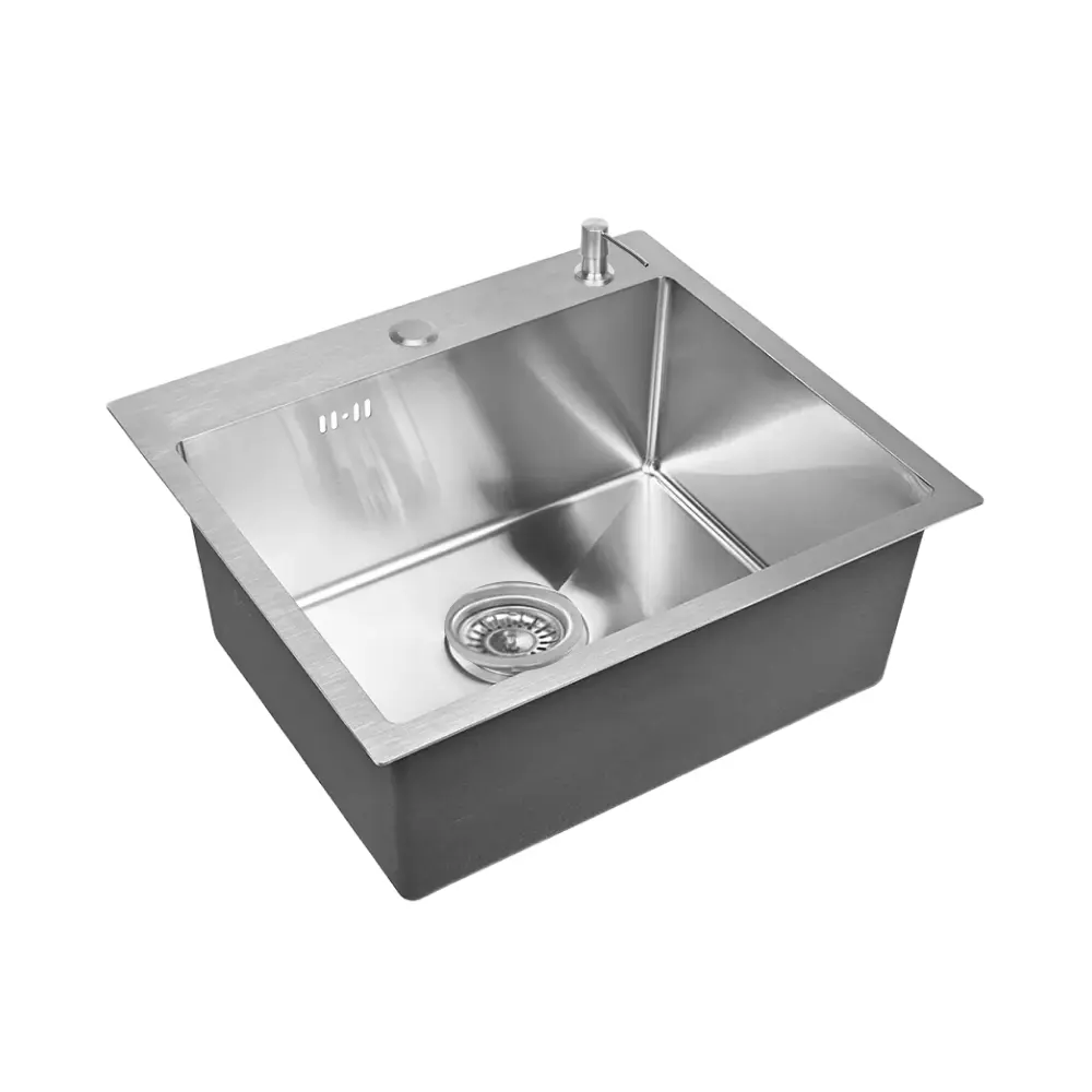 Фото 3 Мойка для кухни нержавеющая GLYPH 50х44. Сифон с ситечком дозатор.