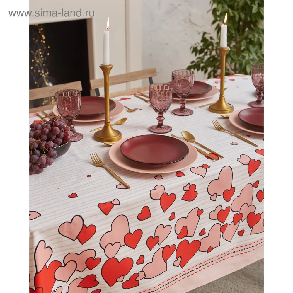 Фото 5 Скатерть на стол Этель Cat's love круглая 149x180 см цвет разноцветный