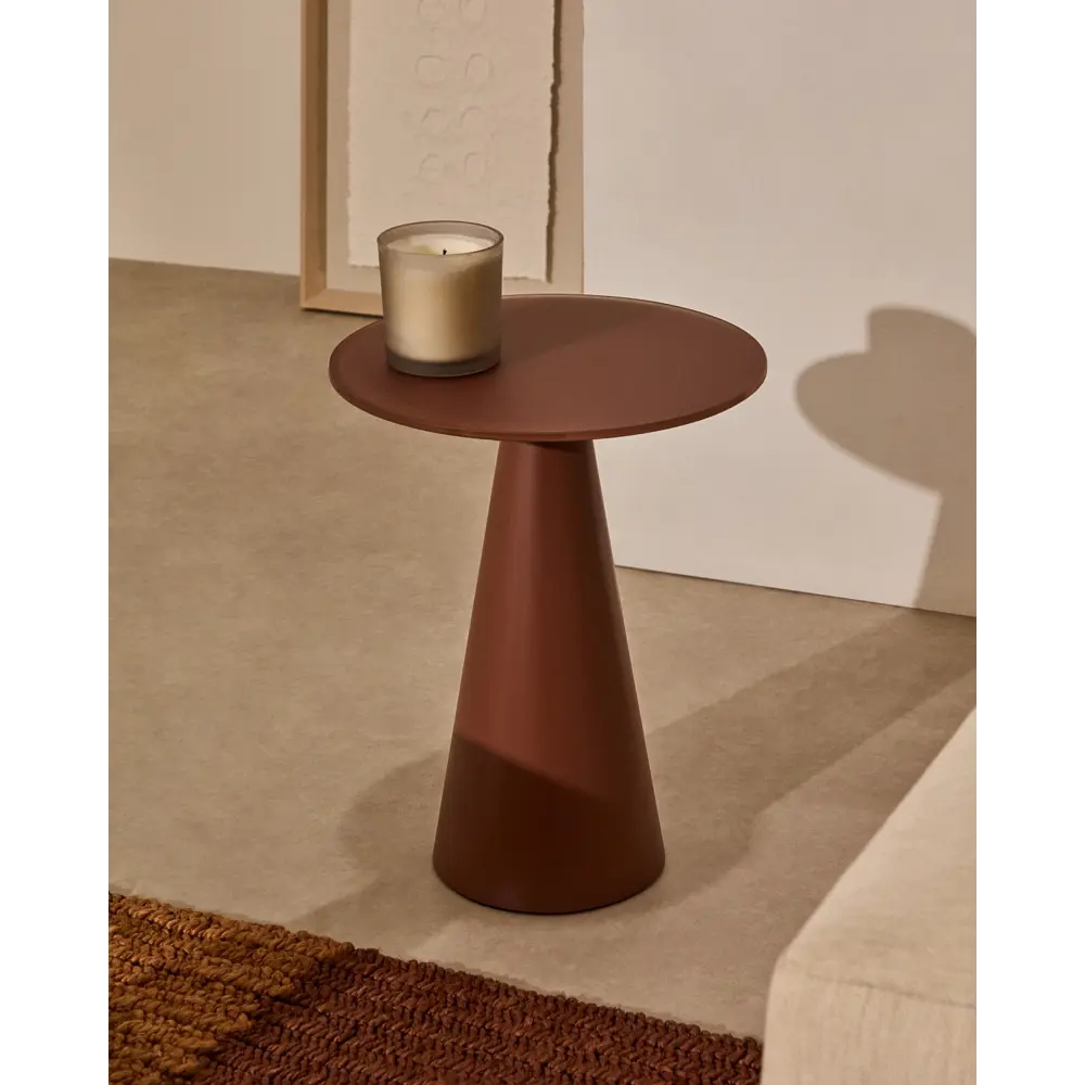 Фото Приставной столик Wilshire из стали с закаленным стеклом с матовой терракотовой отделкой 35 см