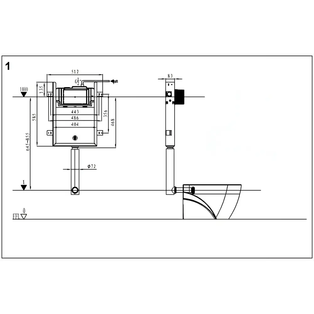 Фото 5 Комплект инсталляция и унитаз 3 в 1 смывной бачок скрытого монтажа WeltWasser Amberg + Приставной унитаз WeltWasser Merzbach белый и кнопка хром